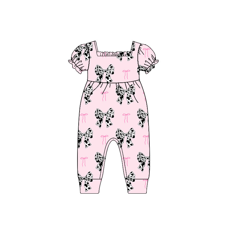 Black cowhide baby girls summer romper preorder