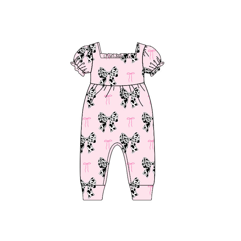 Black cowhide baby girls summer romper preorder