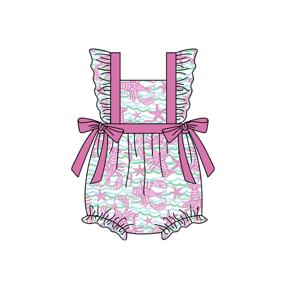 Toddle baby girls crawfish summer romper preorder