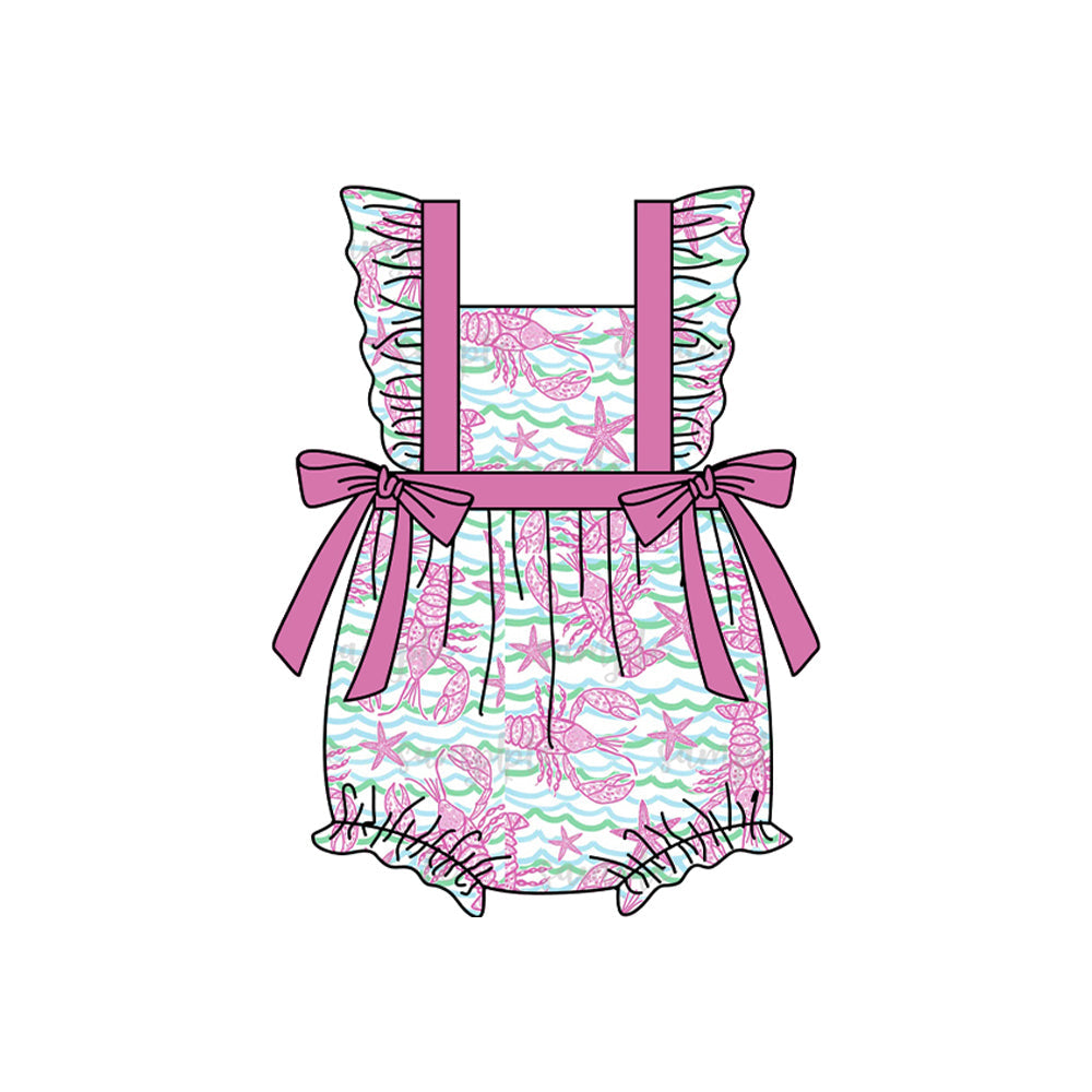 Toddle baby girls crawfish summer romper preorder