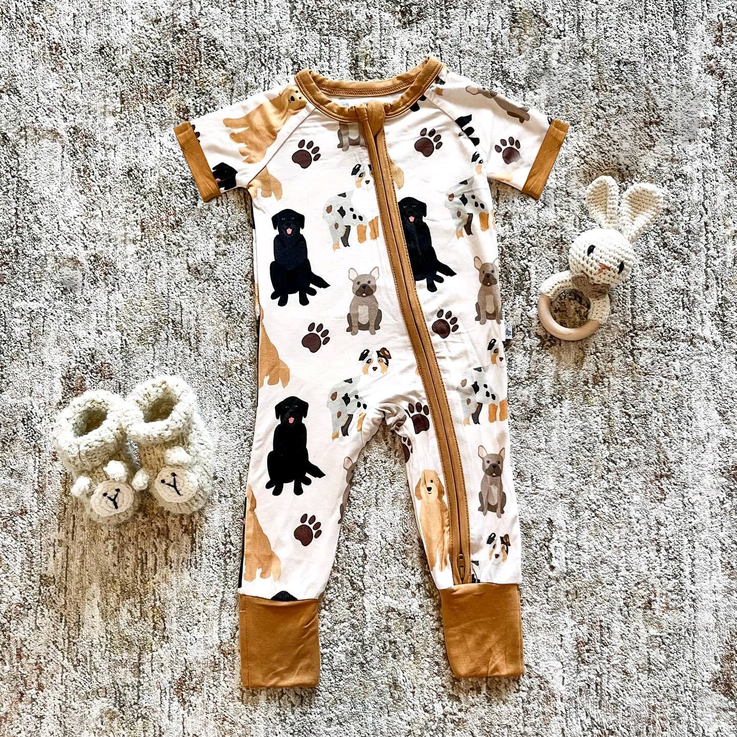 Toddle baby boy cute puppy dog zip romper preorder