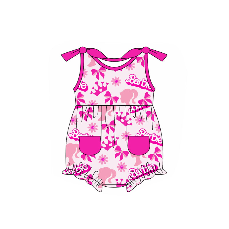 Baby girl pink doll romper preorder