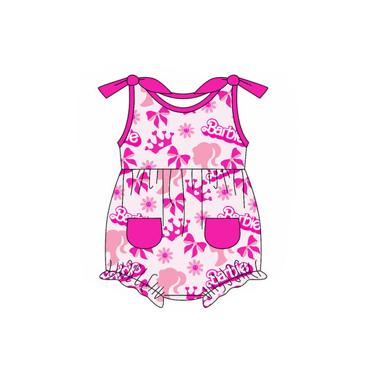 Baby girl pink doll romper preorder