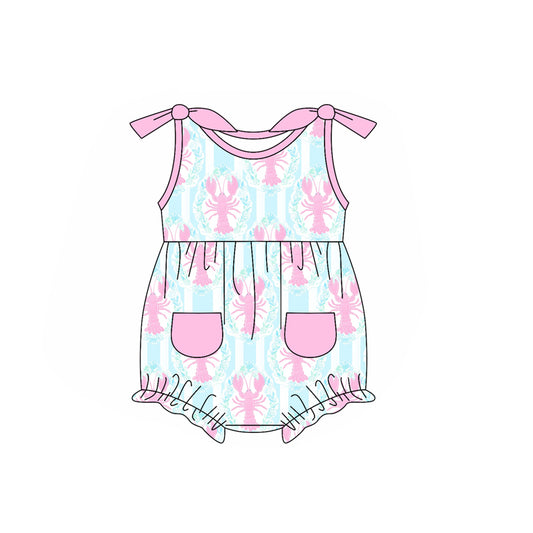Baby girl crawfish summer romper preorder