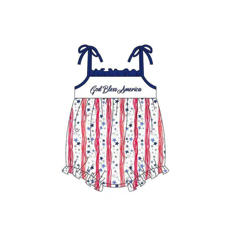 Toddle girl July 4th God bless America romper preorder