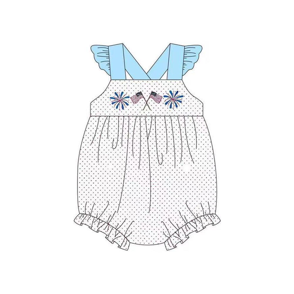 Toddle girl America flag firework July 4th romper preorder
