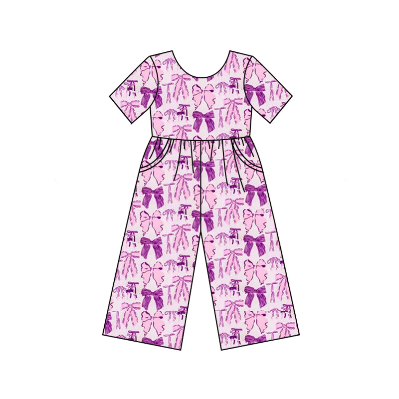 baby girls lavender bow romper jumpsuit preorder