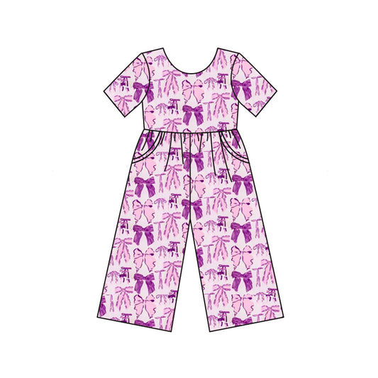 baby girls lavender bow romper jumpsuit preorder