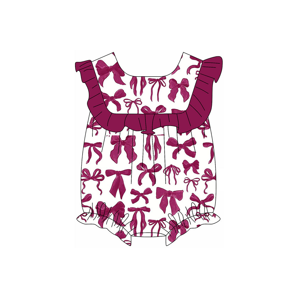 Toddle girls wine bow summer romper preorder