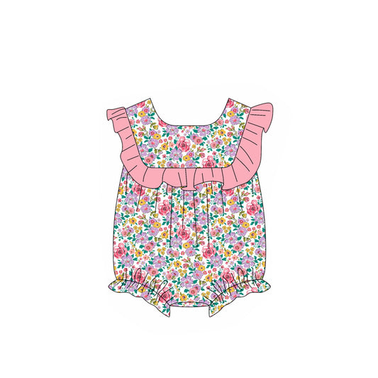 Baby girls lavender pink yellow flower summer romper preorder
