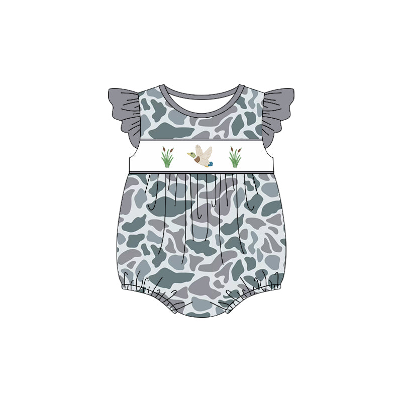 Toddle girls mallard duck grey camo summer romper