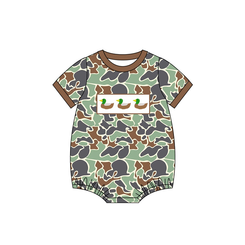 Toddle boy mallard duck green camo summer romper