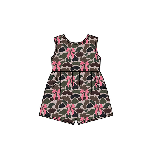Baby girls camouflage pink bow jumpsuit preorder