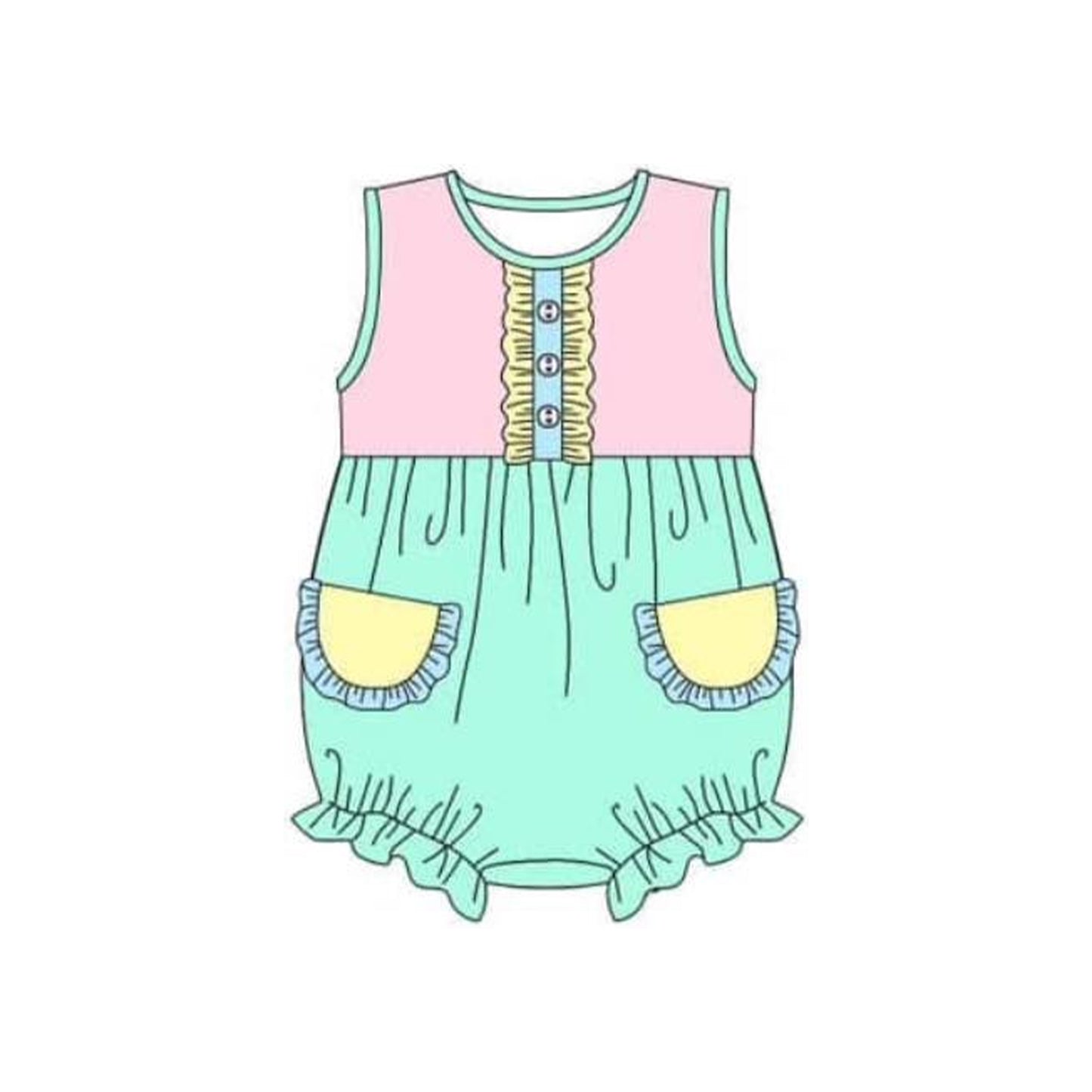Toddle baby girls pink blue boutique romper preorder