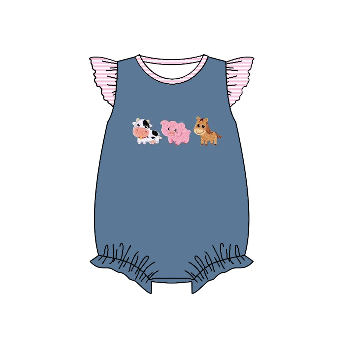 Toddle baby girl cow pig horse animal romper preorder