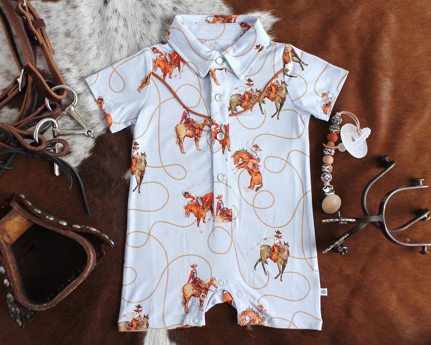 Western cowboy tshirt summer romper preorder