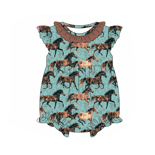 Cowgirl western horse summer romper preorder