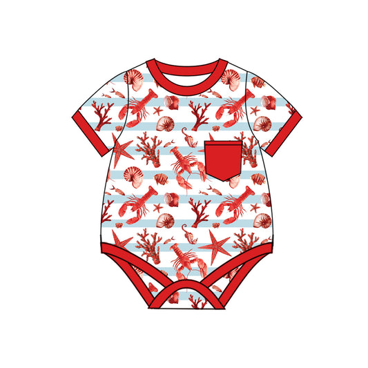 Baby boy crawfish summer romper preorder