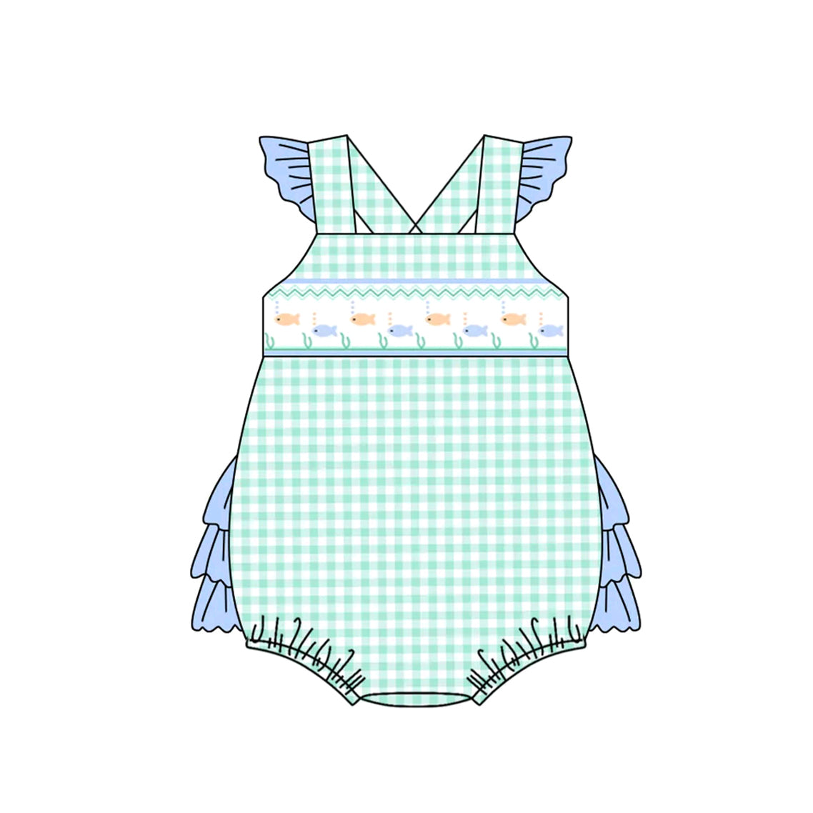 Toddle baby girl fish print summer romper preorder