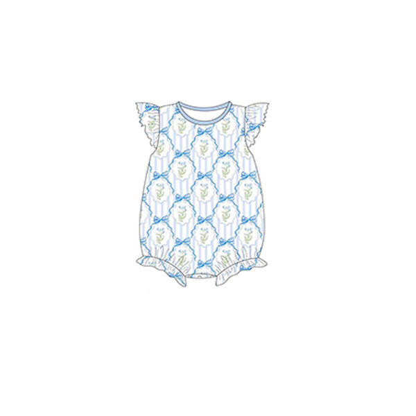 Toddle baby girl blue floral romper preorder