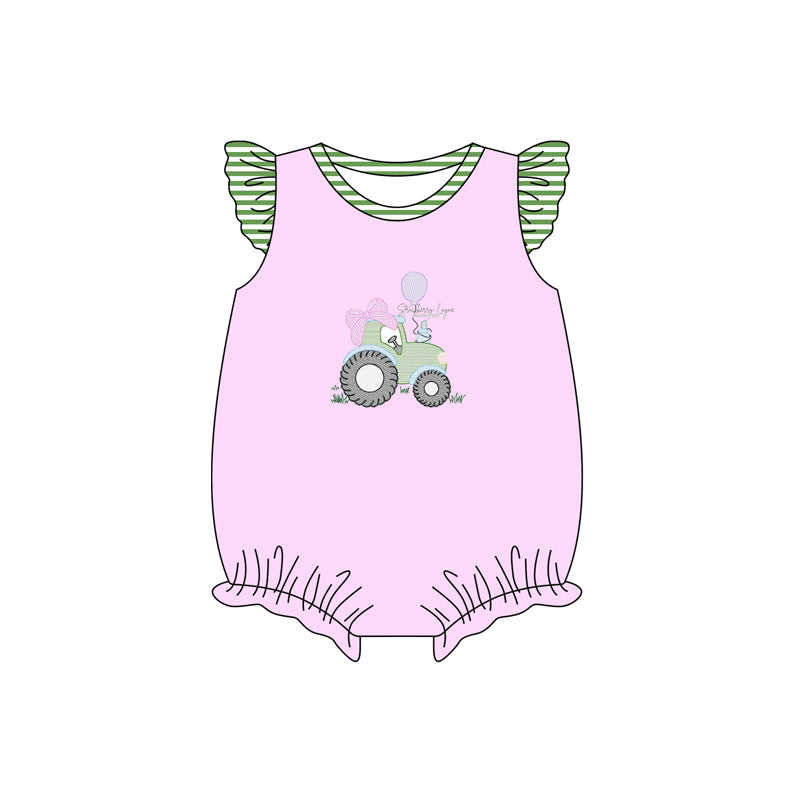Toddle baby girl farm tractor summer romper preorder