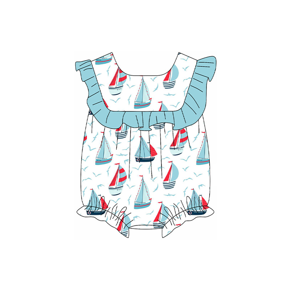 Toddle baby boy blue sailboat romper preorder