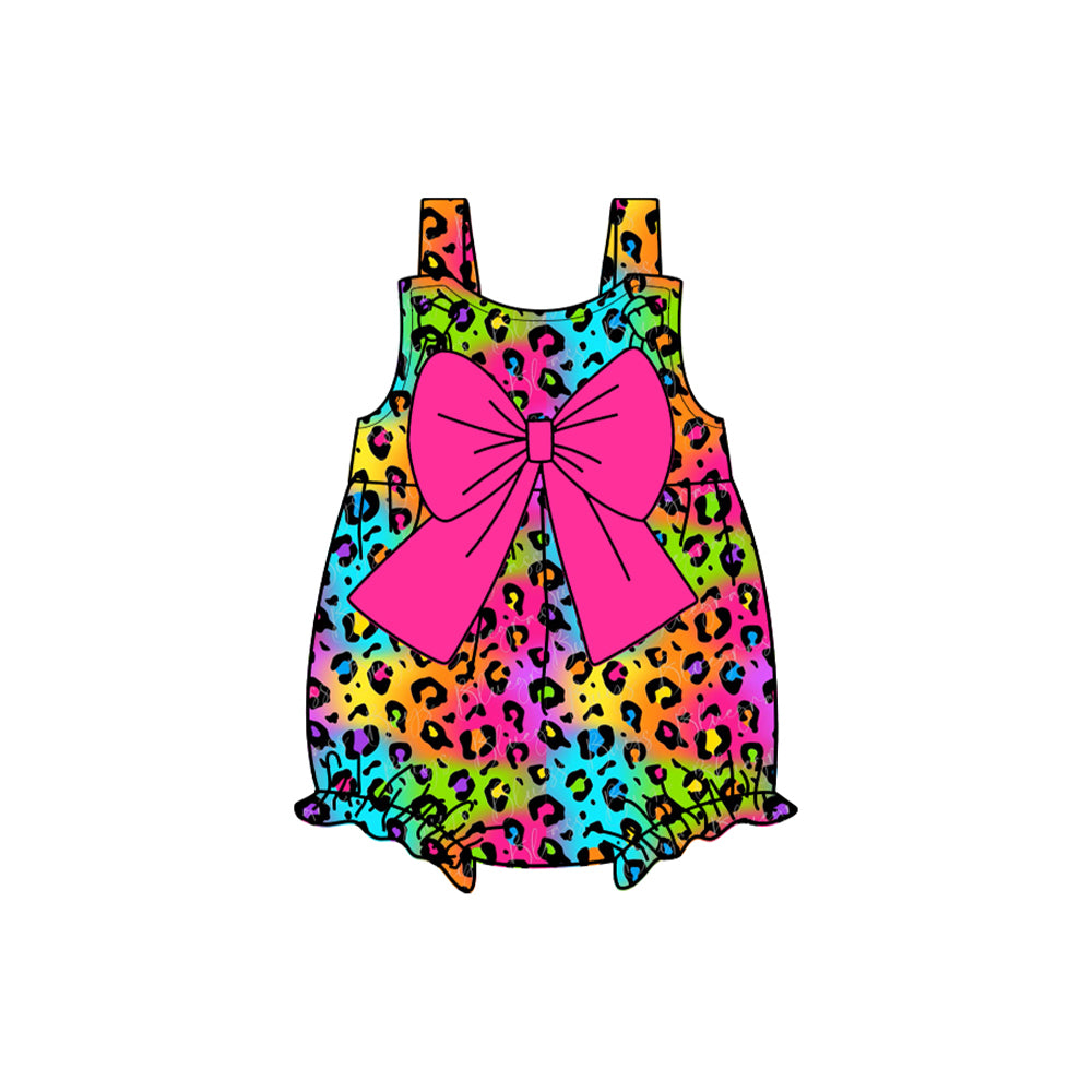 Toddle baby girl cheetah pink bow romper preorder