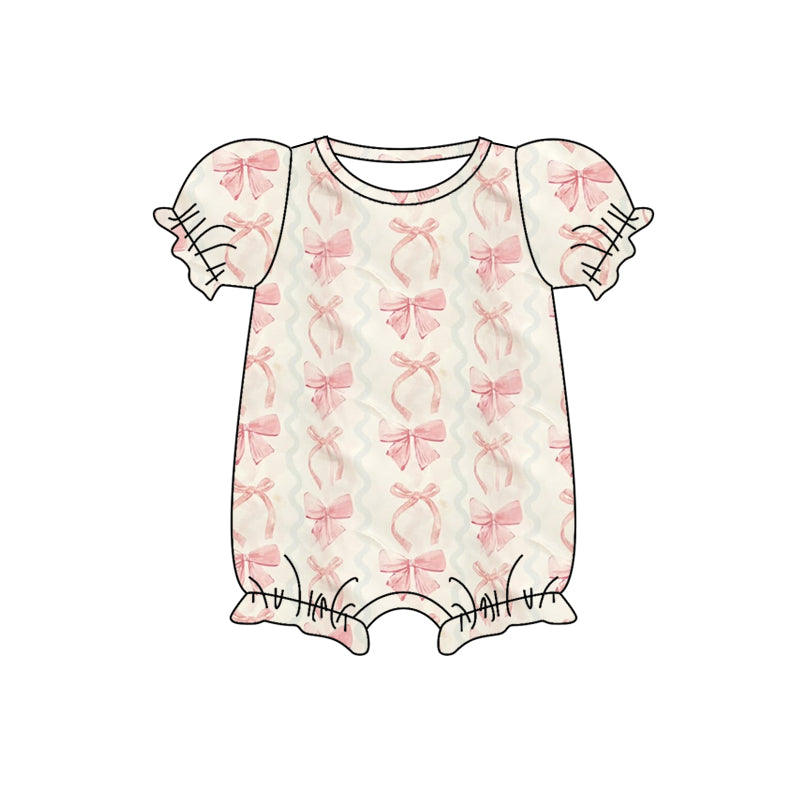 Toddle baby girls pink bow romper preorder