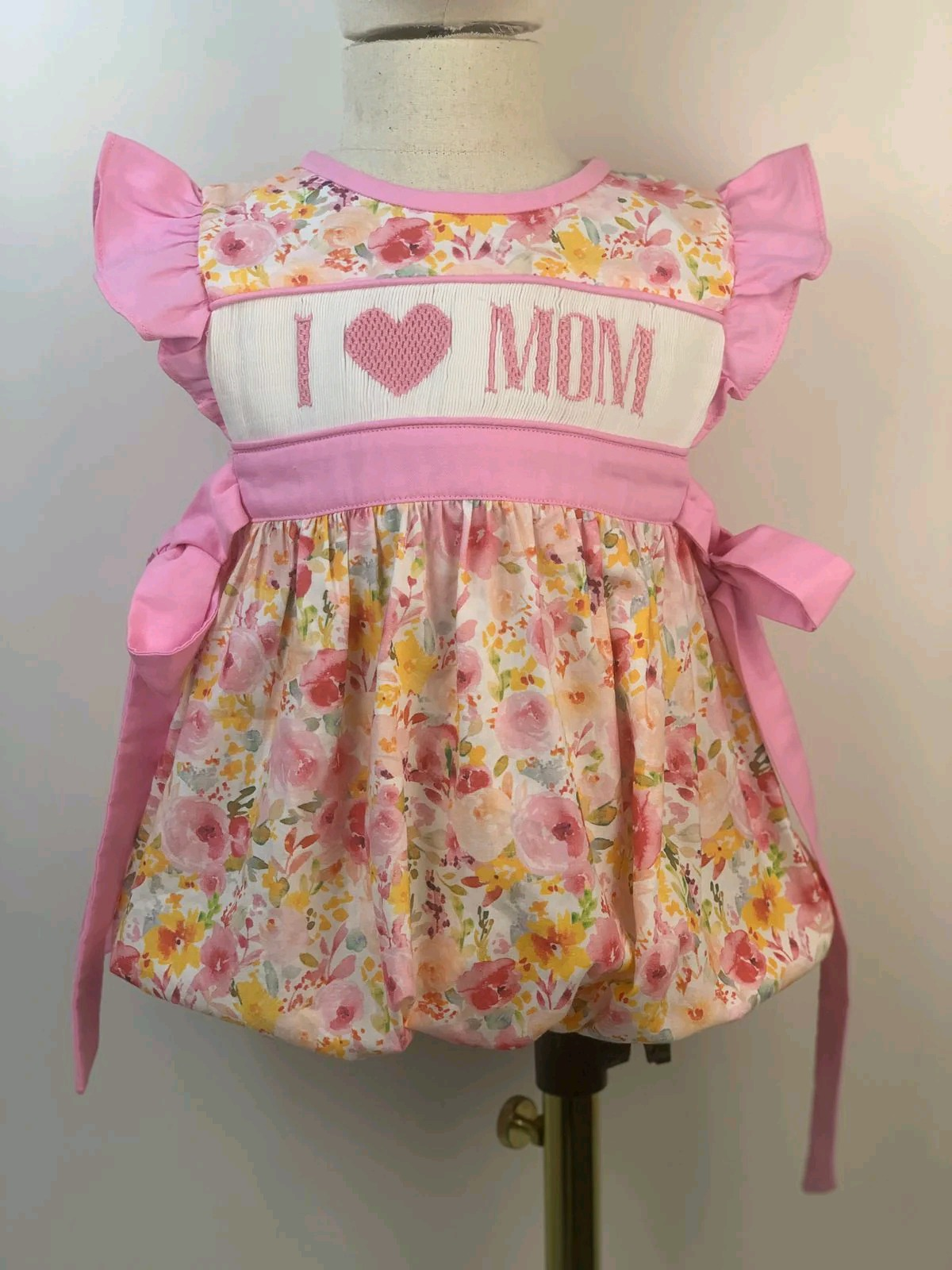 I love mom pink floral summer romper preorder