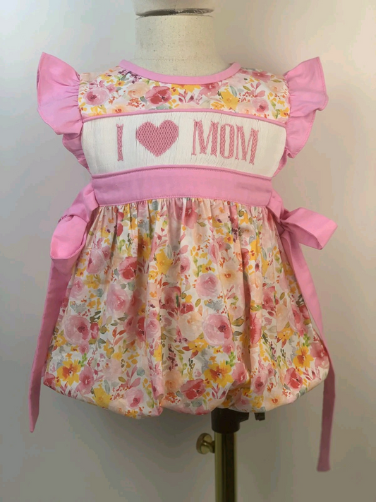 I love mom pink floral summer romper preorder