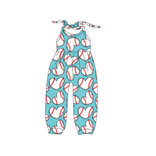 baby girls heart baseball romper jumpsuit preorder