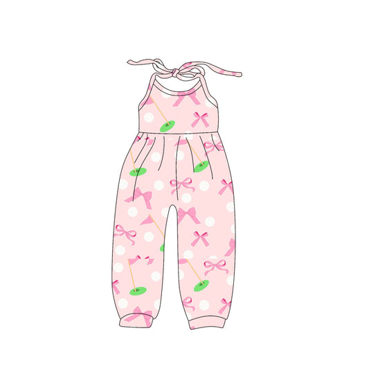 baby girls pink bow golf romper jumpsuit preorder