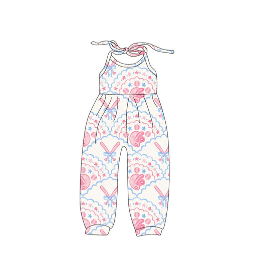 baby girls baseball game day romper jumpsuit preorder