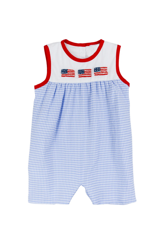 Infant baby boy America flag July 4th romper preorder