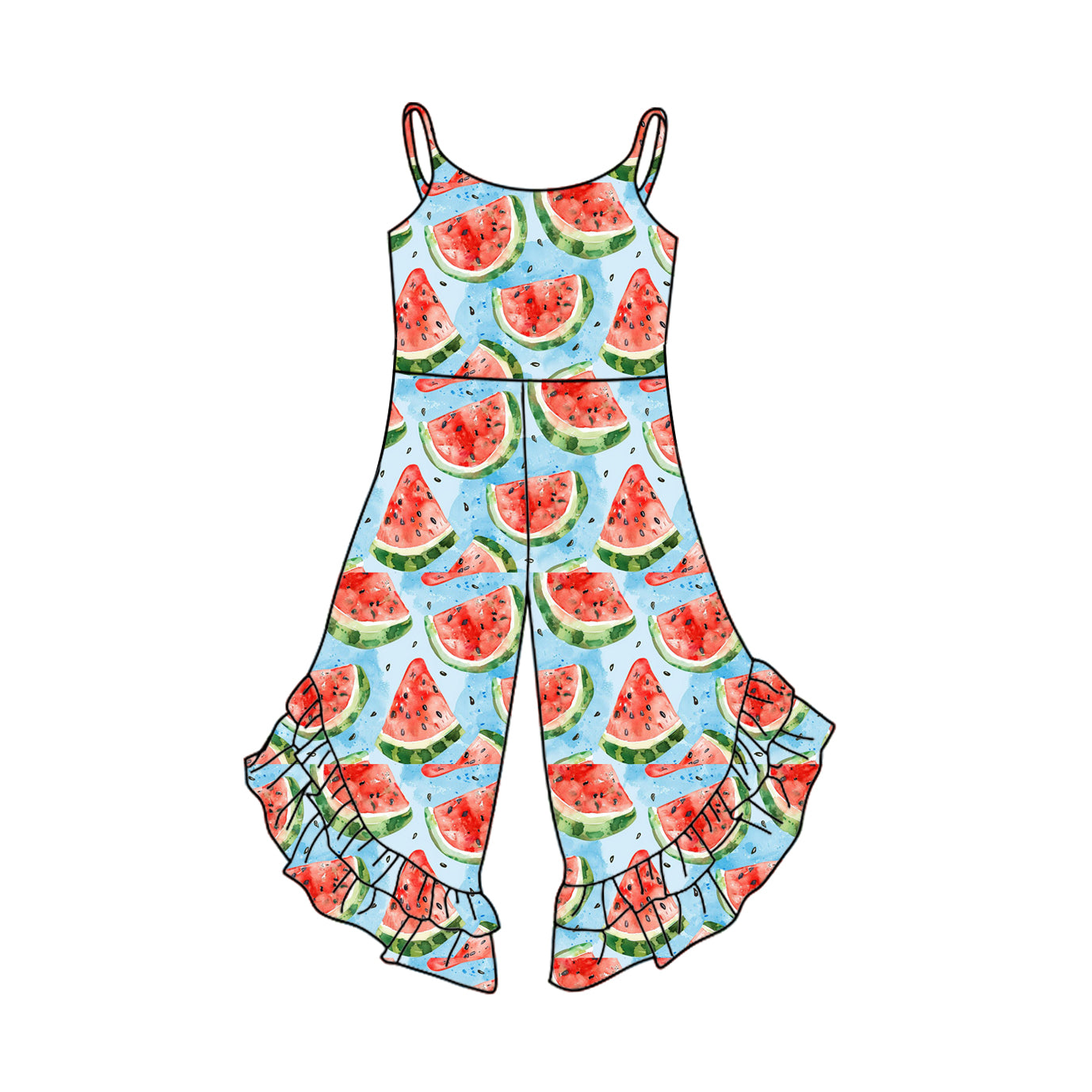 Toddle girls watermelon design wide leg jumpsuit preorder