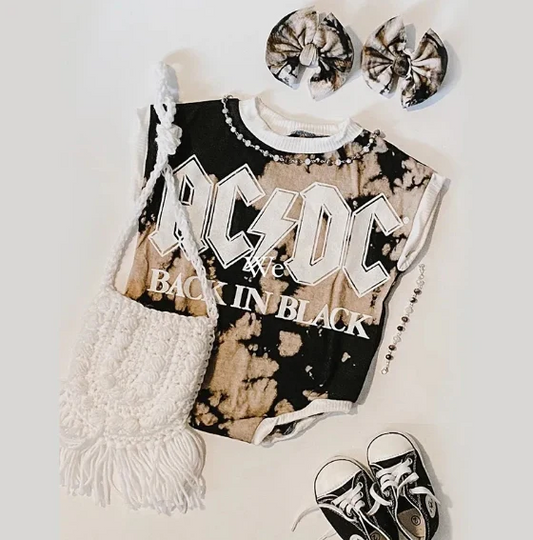Baby boy short sleeve ACDC romper preorder