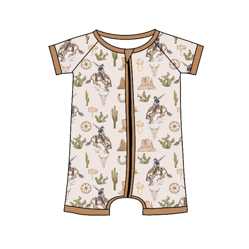 Western cowboy rodeo short sleeve summer romper preorder