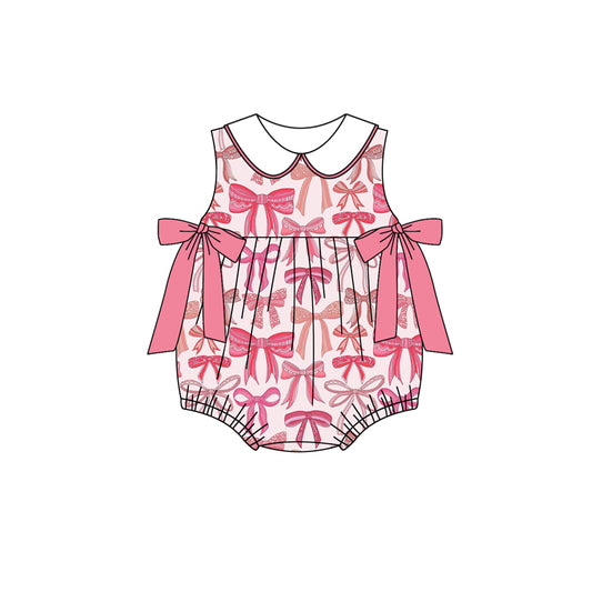 Toddle baby girl pink bow summer romper preorder