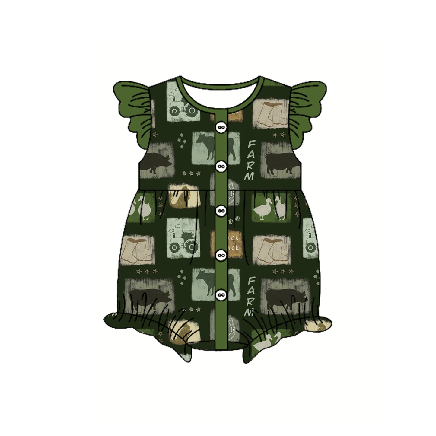 Toddle baby girl farm cow animal summer romper preorder
