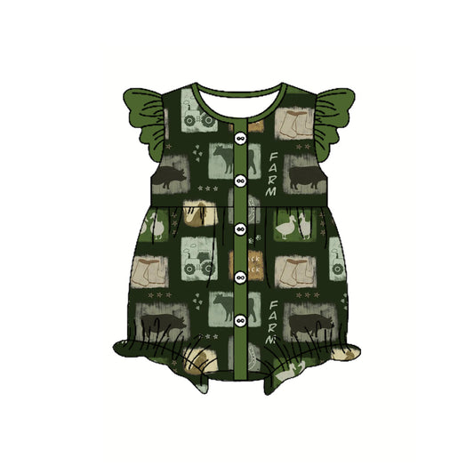 Toddle baby girl farm cow animal summer romper preorder