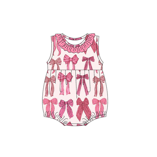 Baby girl pink bow design summer romper preorder