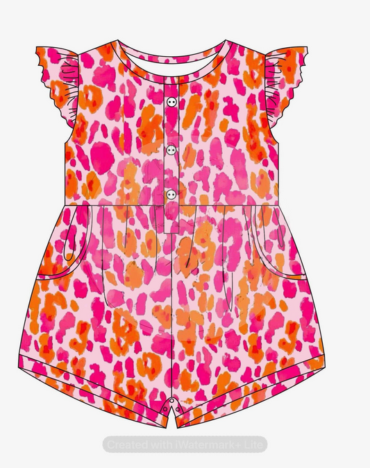 Baby girl cheetah leopard romper preorder