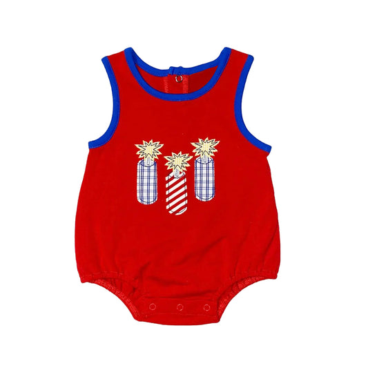 Baby boy July 4th firework romper preorder