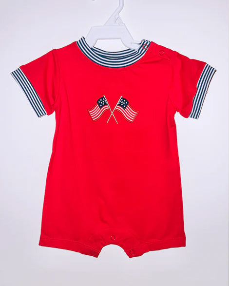 Baby boy America flag July 4th romper preorder