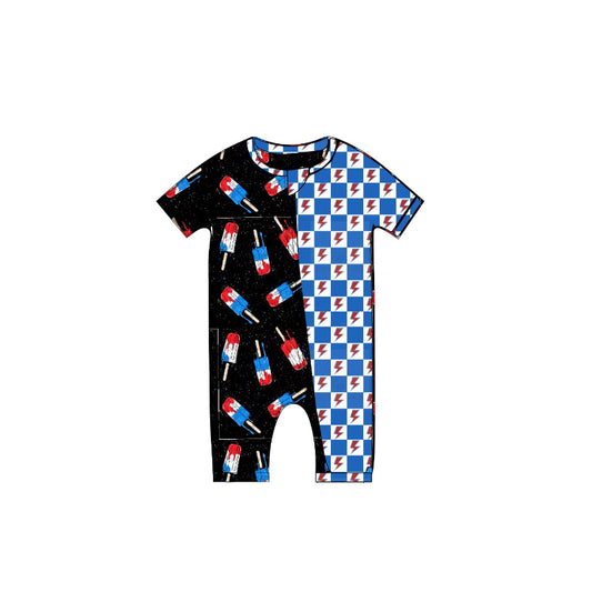 Baby boy red blue popsicle July 4th romper preorder