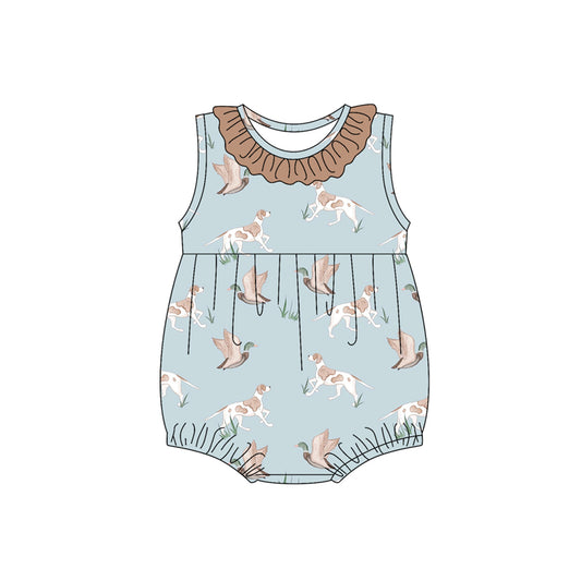 Duck dog baby girl summer romper preorder