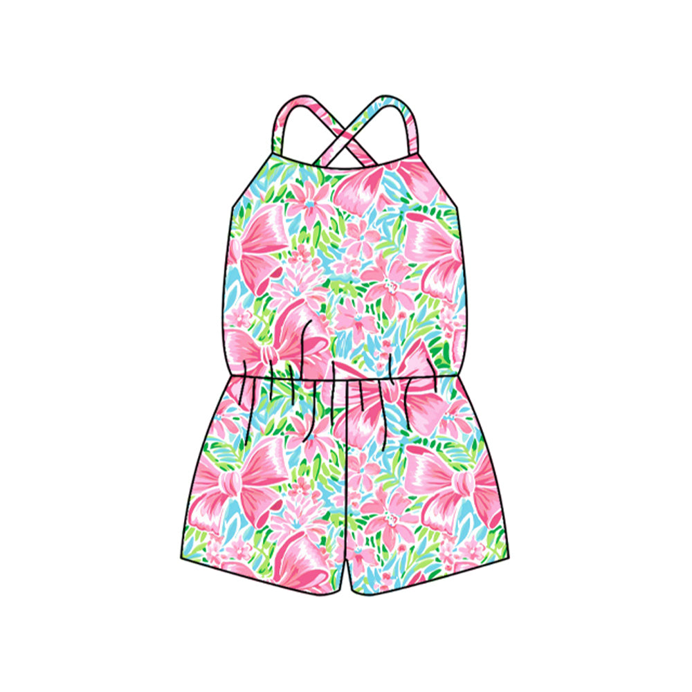 Toddle girls pink bow floral jumpsuit preorder