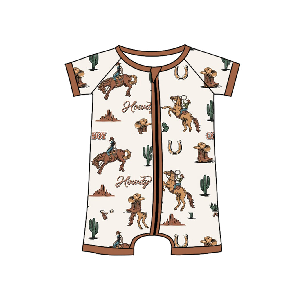 Western rodeo howdy zip romper preorder