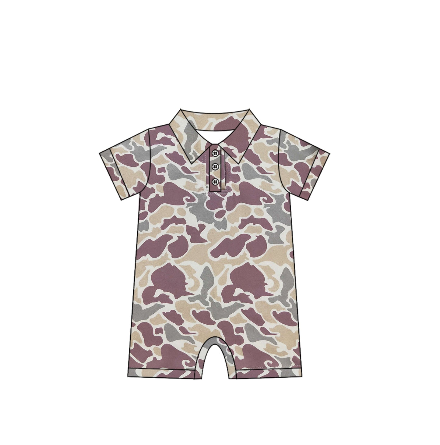 Baby kids yellow grey camo polo romper preorder