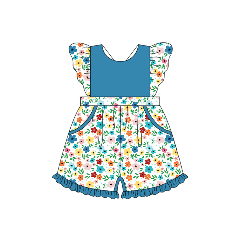 Toddle girls blue floral summer jumpsuit preorder